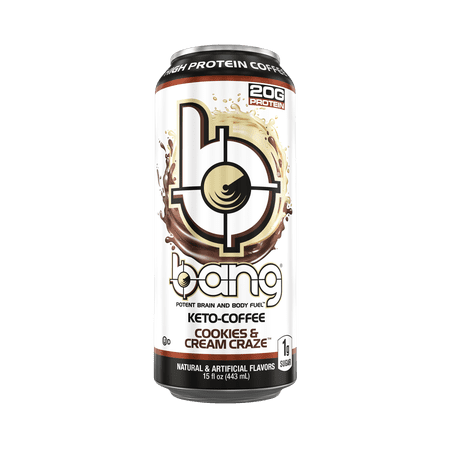 Bang Keto Coffee Cookies & Cream Craze High Protein Energy Drink, 15 oz Can