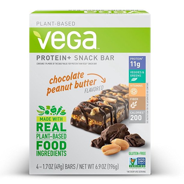 Vega Protein+ Snack Bar, Chocolate Peanut Butter, 11g Protein, 4 Ct