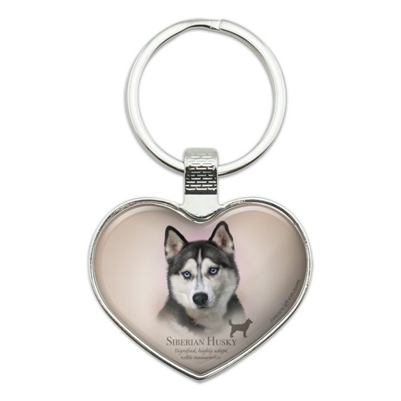 Siberian Husky Dog Breed Heart Love Metal Keychain Key Chain Ring