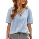 thumbnail image 3 of Camiseta con cuello en V para mujer,Camiseta de manga corta para mujer Camiseta con cuello en V de verano Top de encaje de verano para mujer Características de vanguardia, 3 of 6