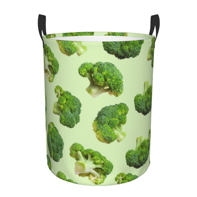 Balery Broccoli 3 Cesta de ropa redonda con asas, impermeable, independiente, para ropa, juguetes, dormitorio y familia-Small