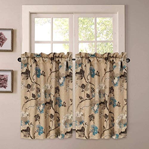 Kitchen Curtains 36 Inch Length Vintage Fl Brown Blue Curtain Tiers Pair For Bathroom Windows Rod Pocket Small Kitchen2 Panels Each 29 W X L Com Kitchen Curtains 36 Inch Length Vintage, 36 Inch Length Kitchen Curtains