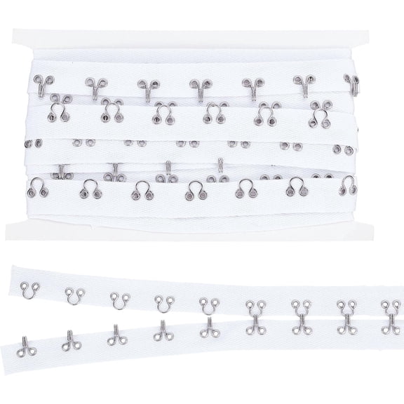 1 Card 2.8M 4cm Hook and Eye Cotton Tape Trim 3cm Spacing White Trim with Hook Ribbon Edging Cordage Clothing Sewing for DIY Clothing Accessories Embellishment Decorations