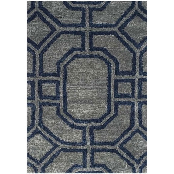 SAFAVIEH Soho Avery Geometric Wool Area Rug, Grey/Dark Blue, 2' x 3'