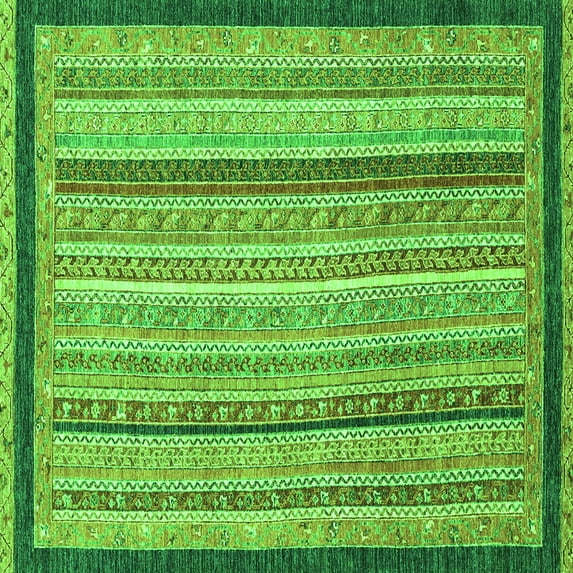 Ahgly Company Indoor Square Oriental Green Modern Area Rugs, 7' Square