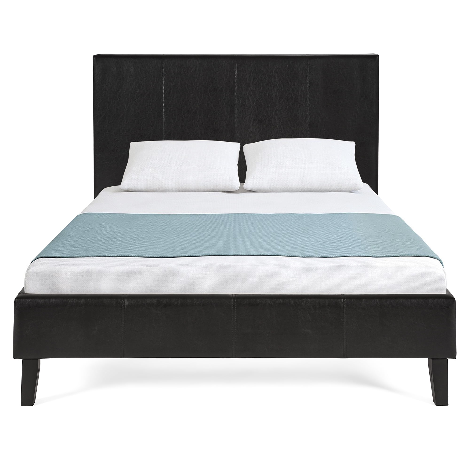 Best Choice S Deluxe Modern Queen Size Faux Leather Best Choice S Deluxe Modern Queen Size Faux Leather Upholstered Platform Bed Frame Mattress Support W Wood Slats Metal Headboard