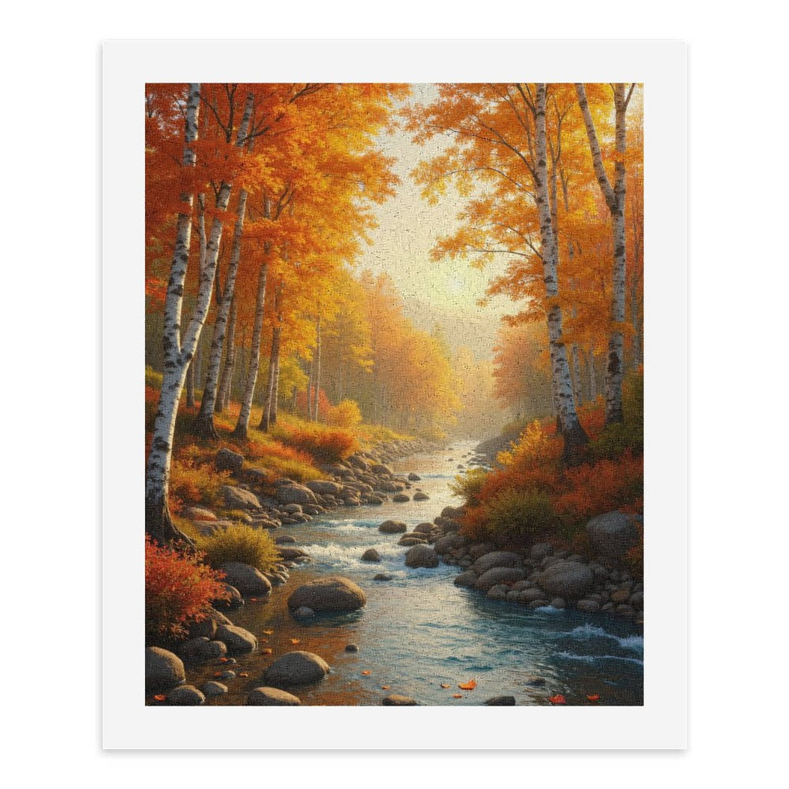 Paint By Numbers Kit for Adults Beginner - Autumn Forest River Serene Landscape DIY Canvas Painting Kits for Adults, Frameless Paint By Number for Adults for Home Wall Decor 16x20 Inch