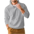 thumbnail image 5 of qolati Hoodies for Men 2024 Pullover Long Sleeve Casual Fashion Geometric Texture Sweatshirts Waffle Knit Drawstring Gym Hooded Shirt with Pocket, 5 of 9
