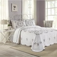 thumbnail image 4 of Modern Heirloom Gwen White/Purple Floral Embroidered Bedspread, Queen, All Ages, 4 of 5
