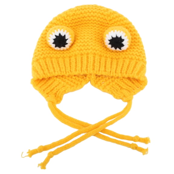 BIMZUC Cozy Pet Knitted Hat – Soft Polyester, Adjustable Fit, Cute Design, Warm Winter Accessory for Cats & Dogs, Yellow