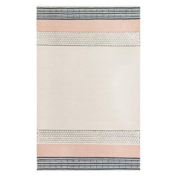 Jani Lee Ivory/Multi Striped Jute and Wool Rug 8' x 10' 8' x 10' Living Room, Bedroom, Dining Room
