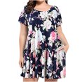 thumbnail image 1 of Vestido de noche de fiesta con tirantes y borlas de verano con estampado de flores y cuello redondo de talla grande para mujer Pompotops  qyievc498, 1 of 7