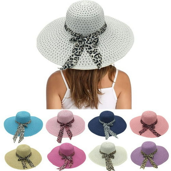 Sunjoy Tech Womens Wide Brim Straw Hat Big Floppy Foldable Roll up Cap Beach Sun Hat UPF 50