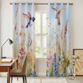 thumbnail image 4 of Spring Hummingbird Floral Kitchen Curtains 84 Inch Length, Farmhouse Flower Botanical Grommet Top Bedroom Living Room Curtains, Light Filtering Cafe Curtain Drapes 2 Panels Set 84''x84'', 4 of 9