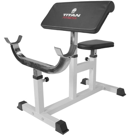 Titan Preacher Curl Station Seated Strength Training Bench Bicep