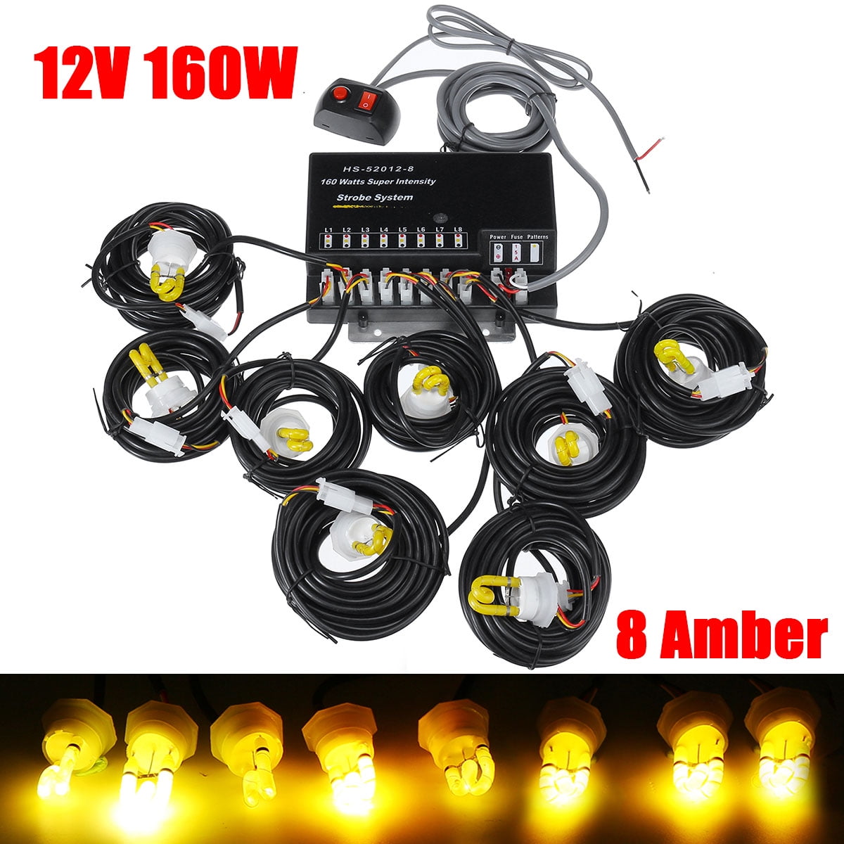 12V HID Bulbs Hide Away Emergency Hazard Warning Flashing Strobe Light