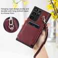 thumbnail image 6 of Compatible with Samsung Galaxy S23 Ultra PU Leather Clasp Flip Zipper Purse Case, with Shoulder Strap Lanyard for Women Credit Card Holder Cell Accessories Phone Cover for Samsung S23 Ultra, Winered, 6 of 9