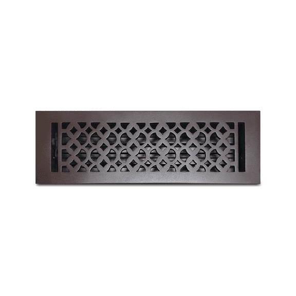 Cast Iron Floor Register With holes and matching screws | Modern Design Heavy Duty Cast Iron Floor Register | Air Vent Covers for Floors, Walls & Ceiling | Size 4" x 14" VR-100 | Brown
