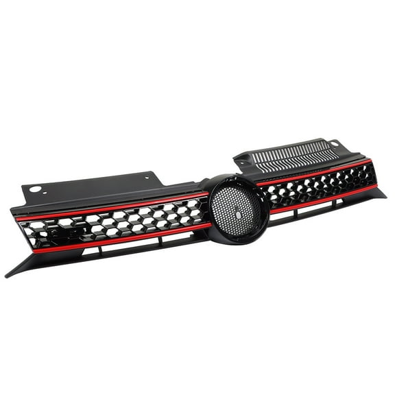 Fit for Volkswangen Golf GTI (2010-2013)  Front Upper Grille, Black & Red Trim, 10-14 GTI Mk6 Grill