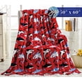 thumbnail image 3 of Elegant Comfort Breathable Fleece Throw Blanket, 50 x 60 inches, Perfect for Lounging and Home Decor, All Season Suitable, Red Shark Throw, 3 of 5