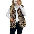 thumbnail image 2 of Women Spring Fall Beach Casual V Neck Sleeveless Vintage Leopard Print Jacket Coat Vest Cardigan Coffee Brown L, 2 of 9