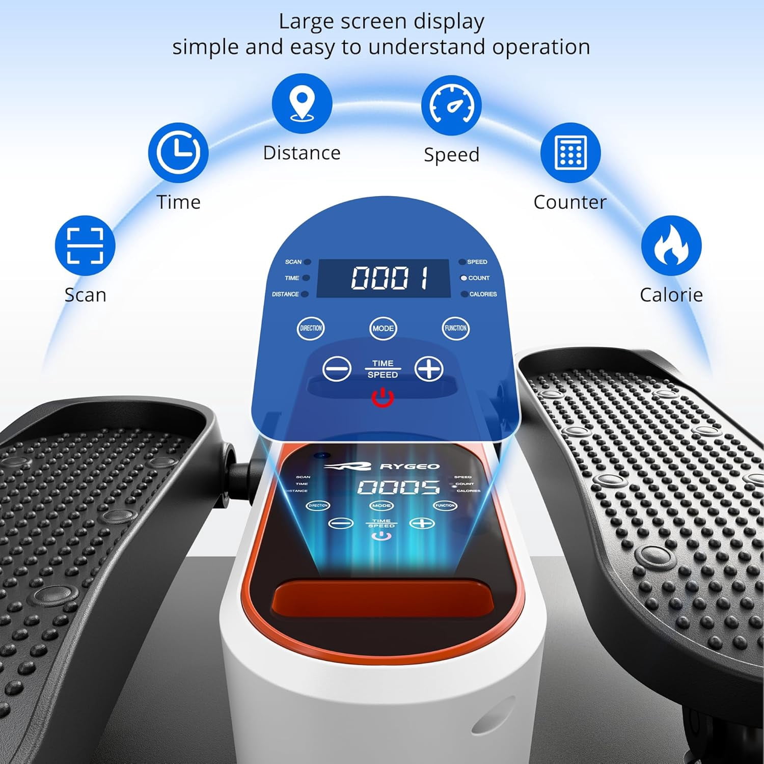 Electric Seated Pedal Elliptical Leg Exerciser with LCD Display & Remote for Home Office Under Desk Low Impact Workout Machine