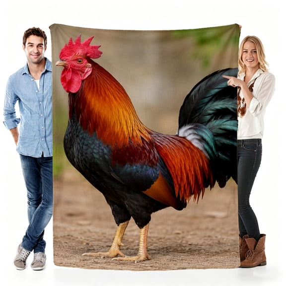 Rooster Print Soft Fleece Throw Blanket, Farm Animal Cozy Blanket for Sofa Bed, Rustic Home Decor Gift, Lightweight Warm Blanket for Daily Use 30x40in（size: very small）