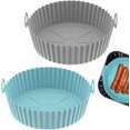 thumbnail image 1 of 2x Pot en Silicone pour Friteuse à Air Chaud avec Poignée Accessoires de Panier de Cuisson, 1 of 5