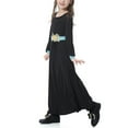 thumbnail image 7 of Zwiiyzr (8-17 Years) Kids Girls Muslim Dresses Long Sleeve Round Neck Color Block Dress Black, 7 of 7