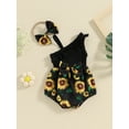 thumbnail image 2 of Suealasg Baby Girl 2 Piece Outfits Newborn Sleeveless One-Pieces Jumpsuits Sunflower Print Rompers Dress with Headband Summer Clothes 0-12 Months, 2 of 9