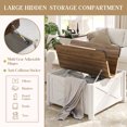 thumbnail image 3 of POLI HOME Table Basse Carrée en Bois Style Ferme avec Rangement, Blanc Antique, 3 of 3