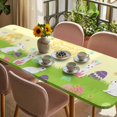 thumbnail image 3 of Happy Easter Table Cloths for 8 Foot Rectangle Tables, Rabbits Eggs Spring Daisy Floral Grass Yellow Patio Waterproof Elastic Fitted Tablecloths, Washable Rectangular Table Cover for Camping, 3 of 8