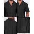 thumbnail image 7 of DARING DIVA Men's Camp Collar Button Down Short Sleeve Distressed Ripped Shirts M Black, 7 of 7