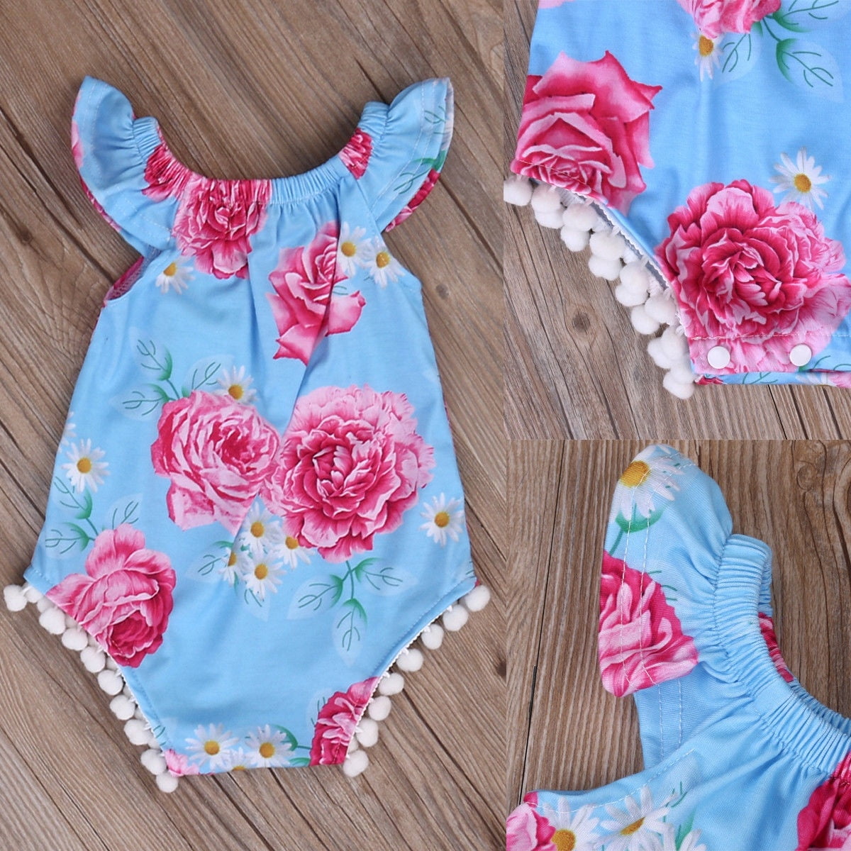 Newborn Baby Girls Boys Floral Romper Bodysuit Jumpsuit Playsuit Outfit Clothes 