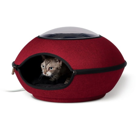 UPC: 0655199634873 | K&H Pet Products Thermo Lookout Pod Heated Cat Bed Classy Red 22 Inches