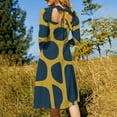 thumbnail image 5 of Abstract Gold Blue Pebble Art Womens Summer Dress Tie Back A Line Flare Dress, 5 of 9