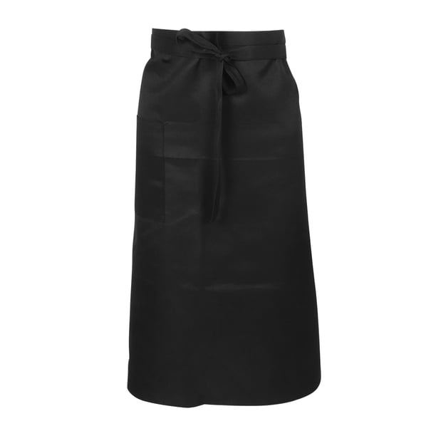 Delantal unisex de medio bistró con un solo bolsillo, delantal de chef a la cintura, delantal negro para camareros, para cocinas de restaurantes.