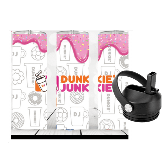 20oz Stainless Steel Water Bottle/ Travel Mug with a Dunkie Junkie Themed