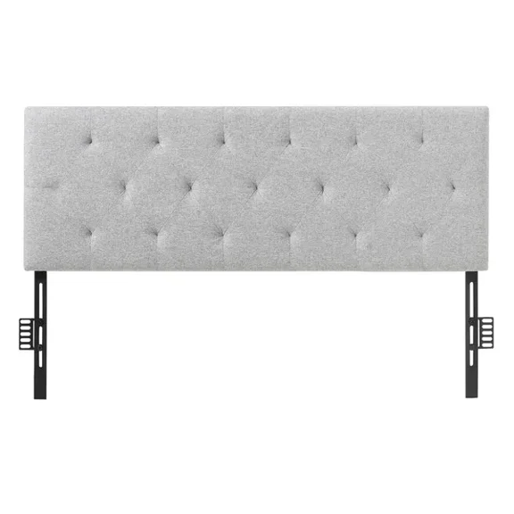 Full Size Adjustable Height Diamond Tufted Headboard Light Grey 56.3 x 35.6-47.4 Inches for Bedroom Hotel Homestay Dormitory