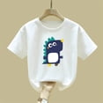 thumbnail image 6 of Avrnliq Girls White Cartoon Dinosaur T Shirt, 100% Cotton Crewneck Relaxed Fit Tee, Fade-Resistant Skin-Friendly Top for School & Play, Sizes 2-13 Years,Size 2-3 T, 6 of 6
