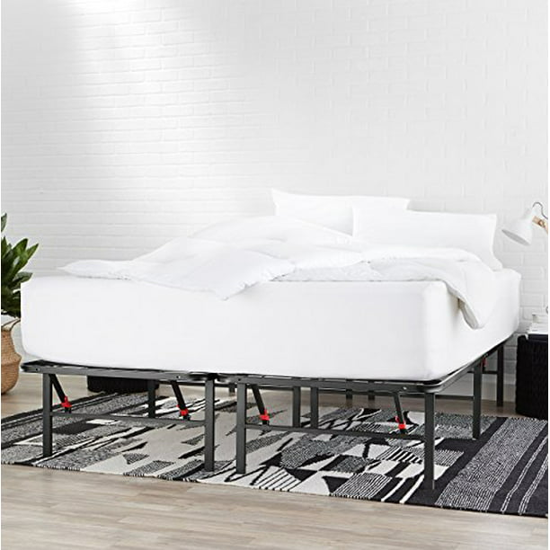 Basics Foldable 14 Metal Platform Bed, King Size Bed Metal Frame Assembly