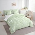 thumbnail image 3 of Manfei Flower Floral Bedding Comforter Set for Girls, Spring Garden Queen Bedding Sets, Green White Queen Sheet Sets, Super Cozy Room Decor Reversible 7 Pieces, 3 of 8