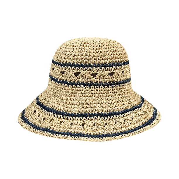 Sombrero de paja para mujer, sombrero de pescador tejido, sombrero de playa, gorra plegable, gorras de verano