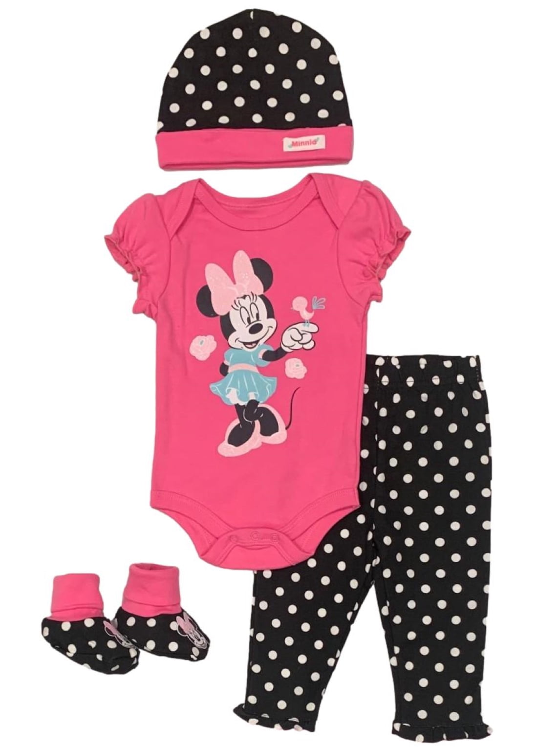 Disney Minnie Mouse 4 Piece Bodysuit and Pants Layette Set (Baby Girls)
