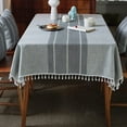 thumbnail image 2 of GHSDFBB Middle Embroidery Table Cloth Washable Cotton Linen Tassel Tablecloth, Rectangle Wrinkle Free Anti-Fading Table Cover for Kitchen Dinning Thanksgiving Christmas (55x86 Inch, Gray), 2 of 7