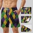 thumbnail image 5 of AHTJRT Men's Beach Shorts Funny Carnival Graphic Printed Swim Trunks with Drawstrings Built-In Shorts Quick Dry Board Shorts Purple#05 M, 5 of 5
