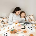 thumbnail image 4 of Feelyou Funny Cute Ghost Bedding Comforter Set 7pcs for Kids, Rustic Groovy Floral Queen Bedding Sets, Halloween Bat Pumpkin Reversible Queen Sheet Sets, Microfiber Bedroom Decor, 4 of 7