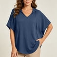 thumbnail image 4 of fatyb Womens Short Sleeve Hoodies V Neck Drawstring Pullover Tops Lightweight Summer Shirts with Hood, 4 of 7