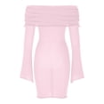 thumbnail image 5 of Blmnix Bodycon Women's Dresses Off the Shoulder Sexy Dresses Under Dresses Pink Boat Neck Mini Long Sleeve Antimicrobial Protection Womens Casual Dress,M, 5 of 5
