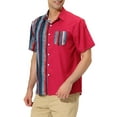 thumbnail image 4 of Lars Amadeus Men's Summer Striped Patchwork Short Sleeves Hawaiian Shirt, 4 of 6